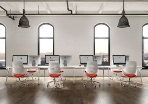Modern office benching is open and inviting to create a millennial friendly workplace