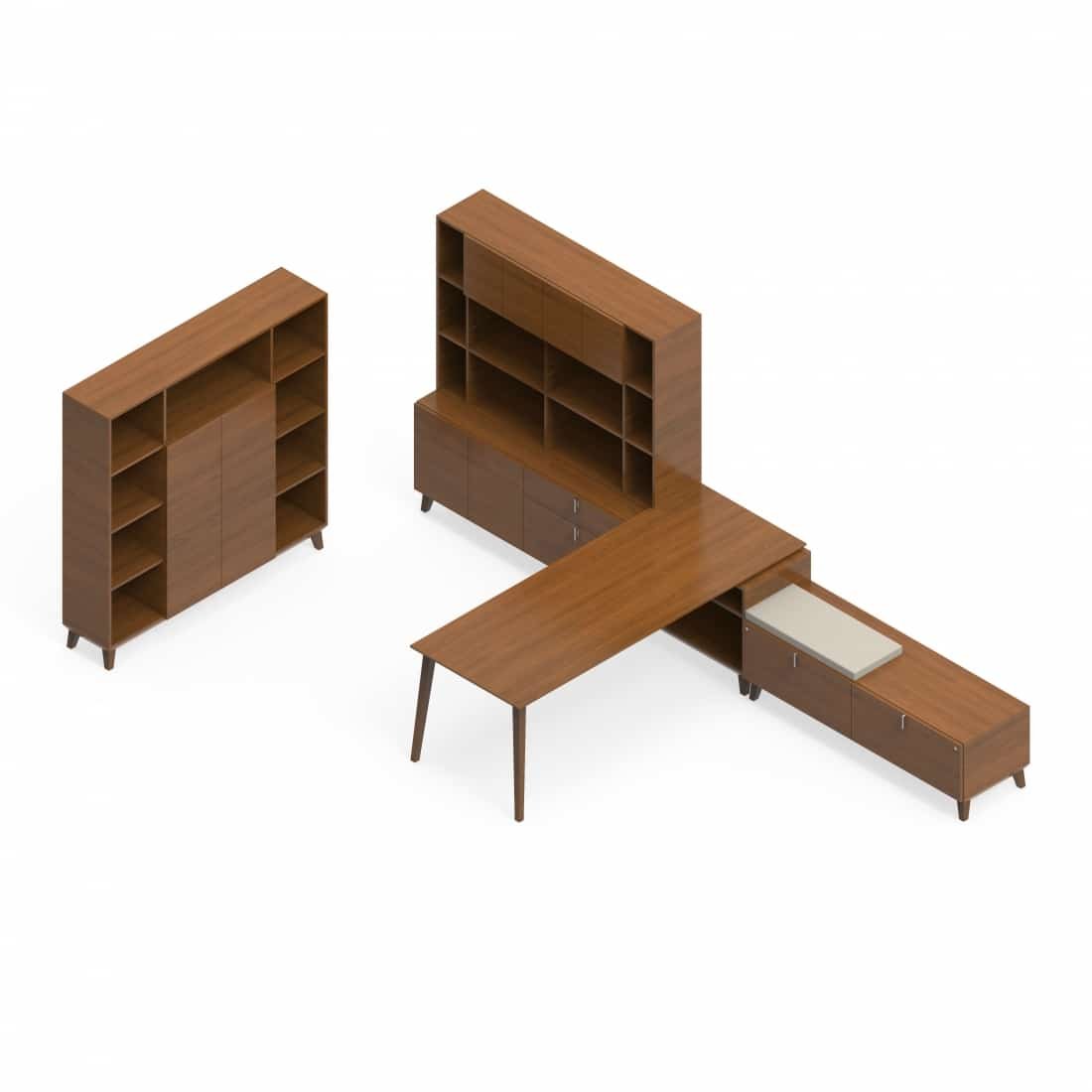 Corby Laminate And Veneer Desking With Storage, Drawers, Bookcase, Filing Cabinets, Desk And Seating Area CBY218
