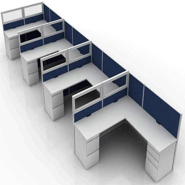 Collaborative Cubicle Workstation System 54” high 6’ x 6’ room view