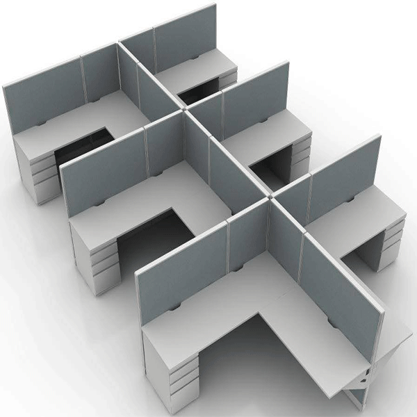 Semi-Private Office Cubicle Workstations with Privacy Panels - Mid-height panels (53"–66") room view