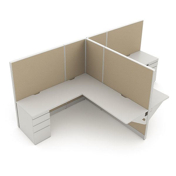 Back-to-Back 2-Pod 62″H 6′×6′ Cubicle– 24″-Deep Tops with BBF Pedestals room view