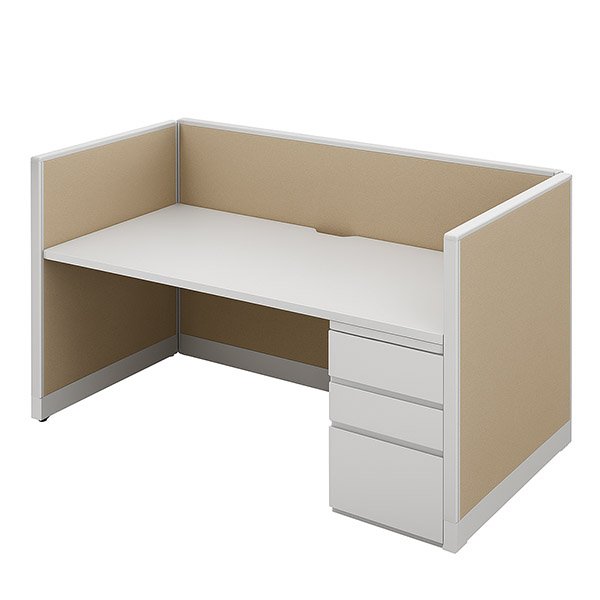 Single 42″H x 60″W Call Center Cubicle– 60″ x 24″ Surface with BBF Pedestal room view