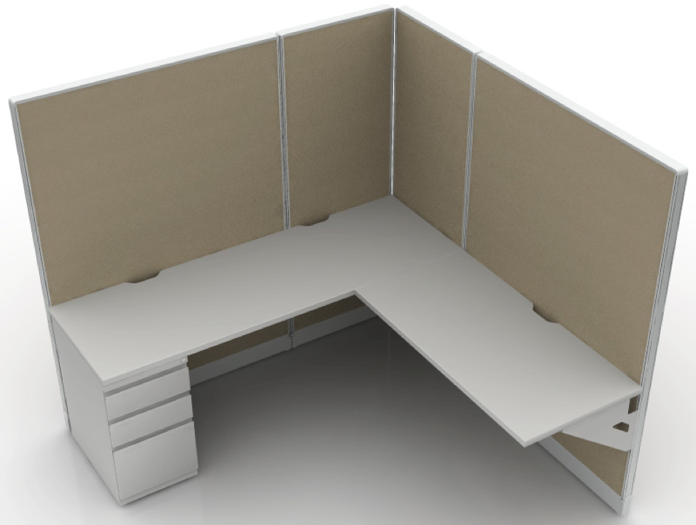 Remanufactured Private Cubicle Workstation, 6' x 6', 66" High room view