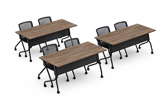 Set of 4 Flip Top Training Tables+Mesh Back Nesting Chairs 2