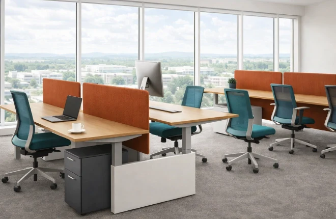 kinex adjustable height benching desk