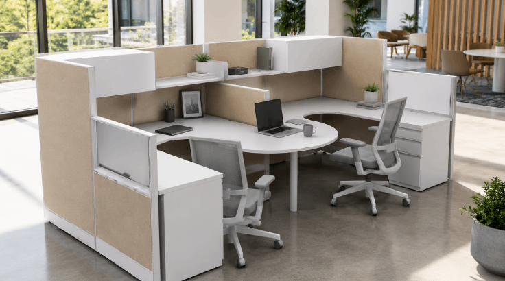 Collaborative 6' x 6' with High Privacy Walls and Storage room view