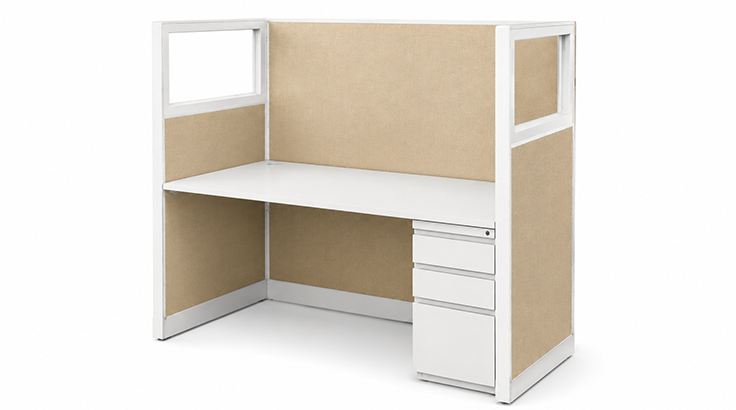 Modern Private 5' x 2' Cubicle with Drawer Storage product view