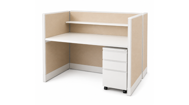 Modern Open Low 5' x 2' Cubicle with Drawer Storage product view