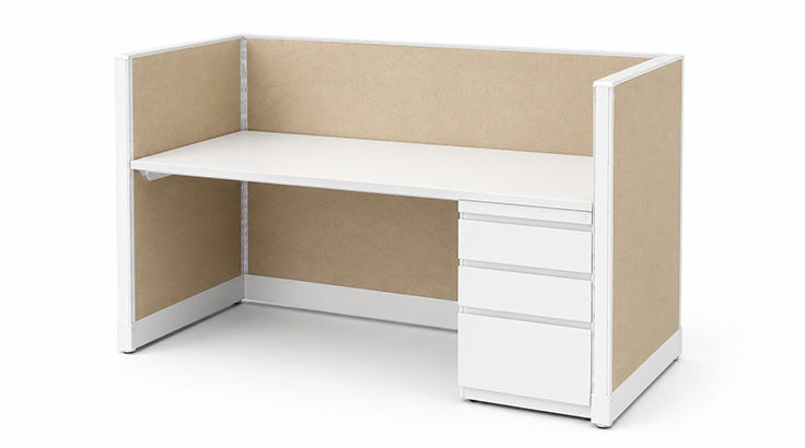 Open Low 5' x 2' Cubicle with Drawer Storage product view