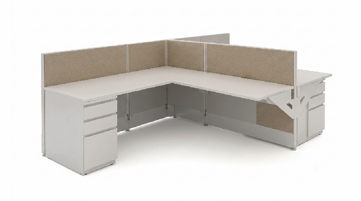 Side by Side Two Pod Open Low Panel 6' x 6' Cubicle with Drawer Storage product view