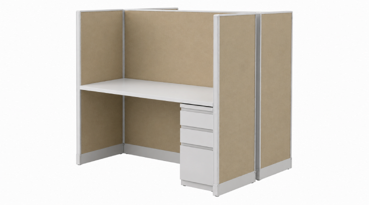 2 Person Private 5' x 2' Cubicle with Drawer Storage product view