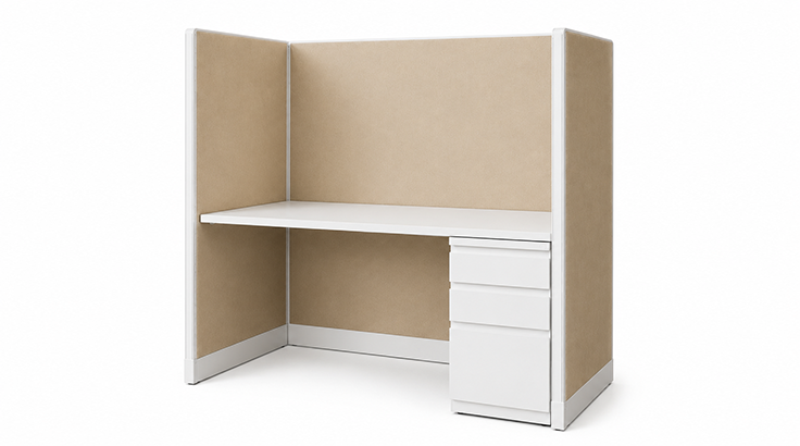 Private 5' x 2' Cubicle with Drawer Storage product view