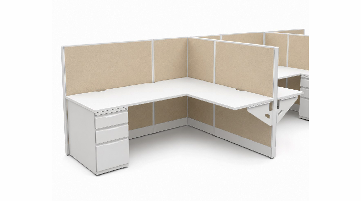 Side by Side Two Pod Private 5' x '5 Cubicle with Drawer Storage product view