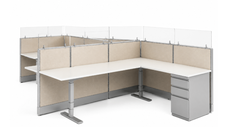 Modern Semi Private '6 x 8' Cubicle with Drawer Storage product view