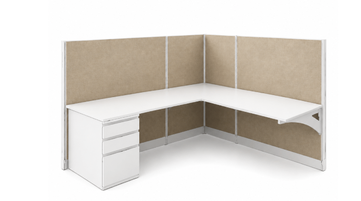 Private 6' x 6' Cubicle with Drawer Storage product view