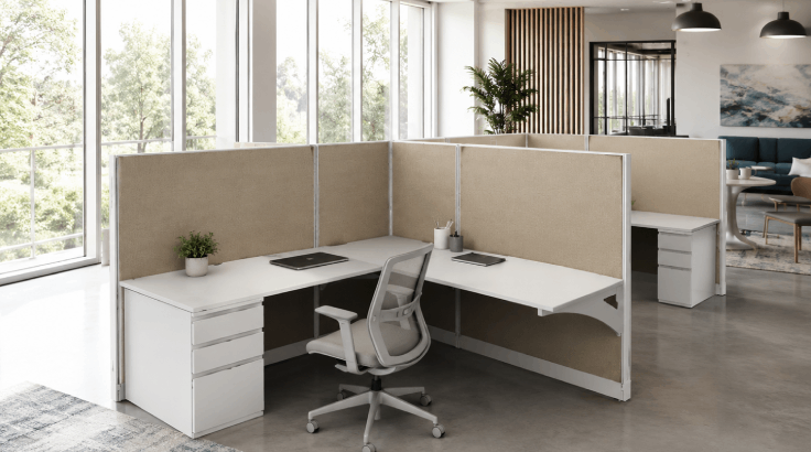 Private 6' x 6' Cubicle with Drawer Storage room view