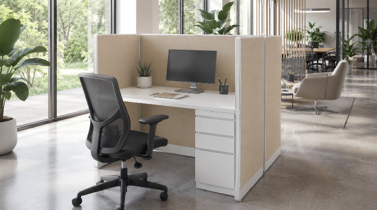 2 Person Semi Private 5' x 2 /Cubicle with Drawer Storage room view