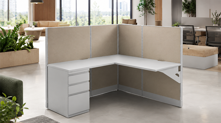 Semi Private 5' x 5' Cubicle with Drawer Storage room view