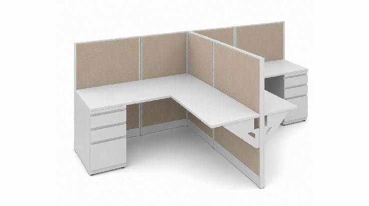 Side by Side Two Pod Semi Private 5' x 5' Cubicle with Drawer Storage product view