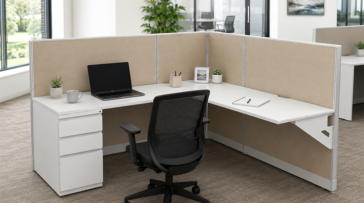 Semi Private 6' x 6 Cubicle with Drawer Storage with Box room view