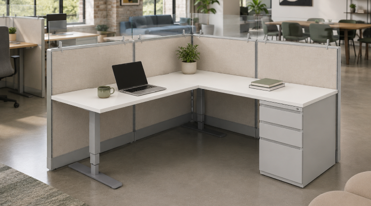Semi Private 6' x '6 Cubicle with Drawer Storage and 4 Glass Inserts room view