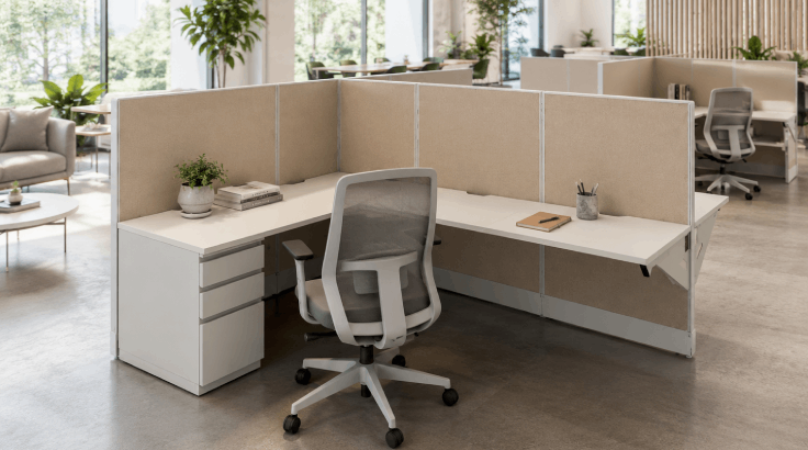 2 Person Semi Private 6' x 8' Cubicle with Drawer Storage room view