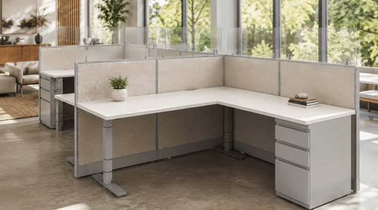 Semi Private 6' x '6 Cubicle with Drawer Storage with 53" High Powered Panels room view