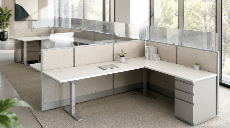 Modern Semi Private '6 x 8' Cubicle with Drawer Storage room view